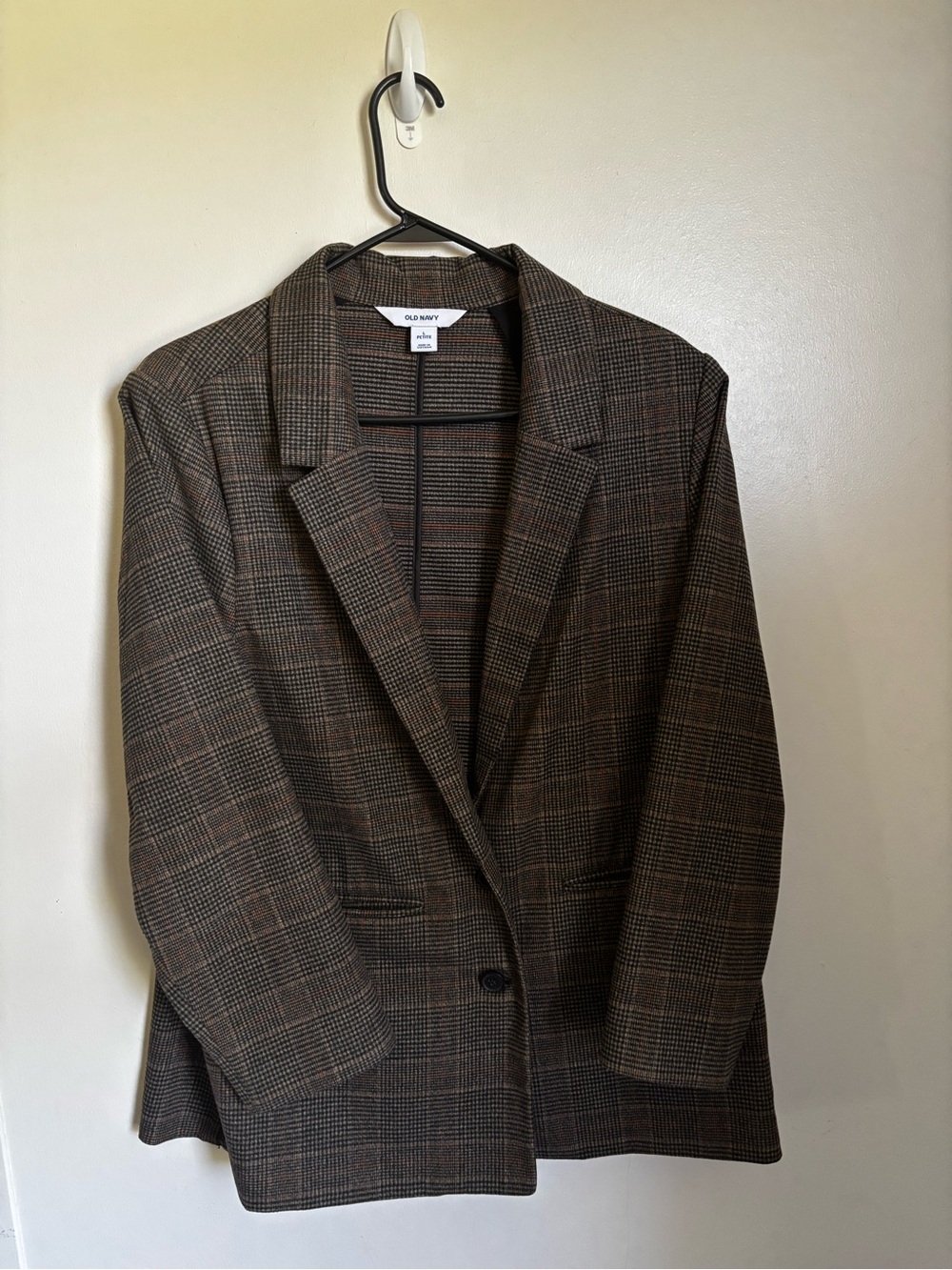 Brown Plaid Single-Button Blazer career office Corpcore